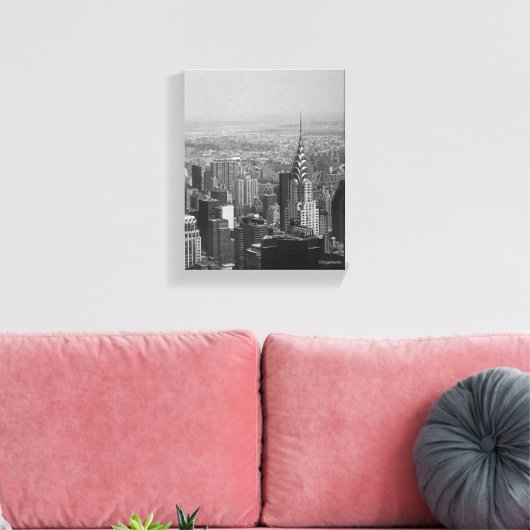 New York City, Manhattan Skyline B/W Fotografie Canvas Afdruk (Insitu (Woonkamer))