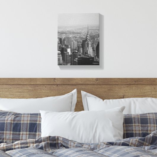 New York City, Manhattan Skyline B/W Fotografie Canvas Afdruk (Insitu (Slaapkamer))