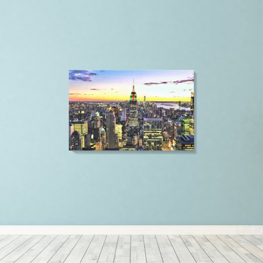 New York City Manhattan Skyline Canvas Afdruk (Insitu (Houten vloer))