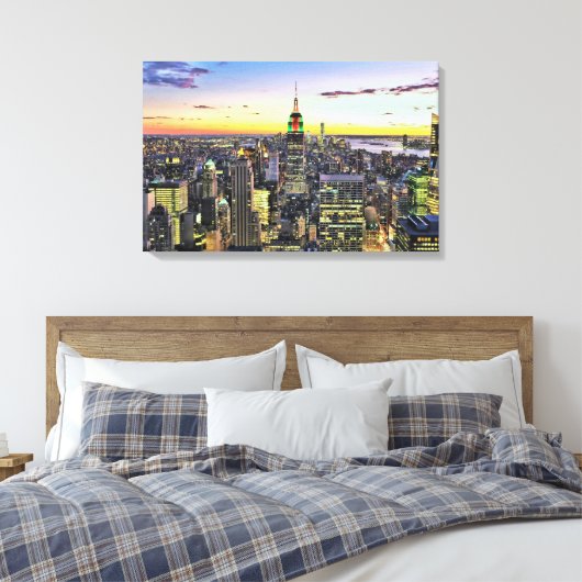 New York City Manhattan Skyline Canvas Afdruk (Insitu (Slaapkamer))