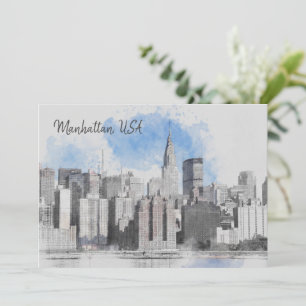 New York City Manhattan Skyline Feestdagenkaart