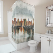 New York City Manhattan Skyline - gemengde media Douchegordijn (In situ)