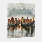New York City Manhattan Skyline - gemengde media Keramisch Ornament (Rechts)