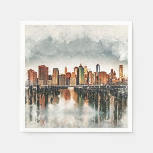 New York City Manhattan Skyline - gemengde media Servet (Voorkant)