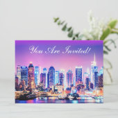 New York City Manhattan Skyline Invitation Kaart (Staand voorkant)