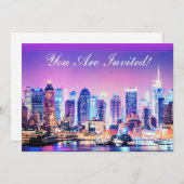 New York City Manhattan Skyline Invitation Kaart (Voorkant / Achterkant)