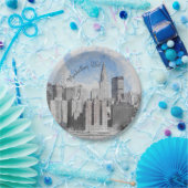 New York City Manhattan Skyline – Modern Papieren Bordje (Feest)