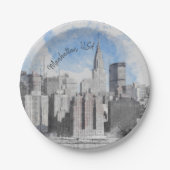 New York City Manhattan Skyline – Modern Papieren Bordje (Voorkant)