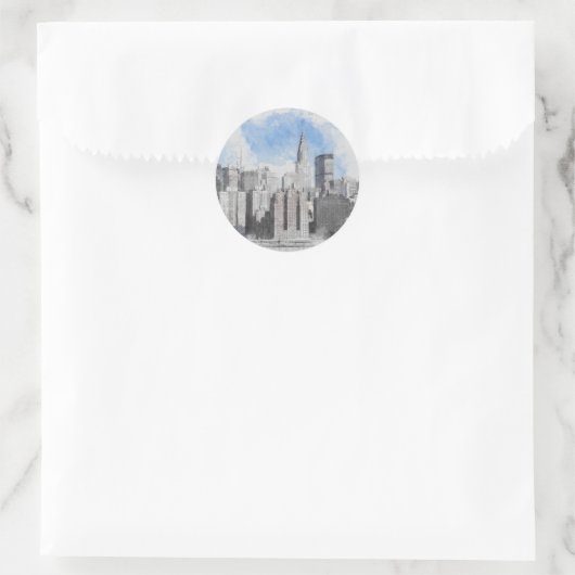 New York City Manhattan Skyline Ronde Sticker (Tas)