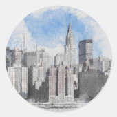 New York City Manhattan Skyline Ronde Sticker (Voorkant)