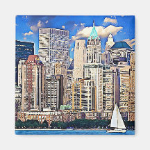 New York City Manhattan Skyline Sailboot Magnet