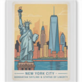 New York City Manhattan Skyline  Sticker (Voorkant)