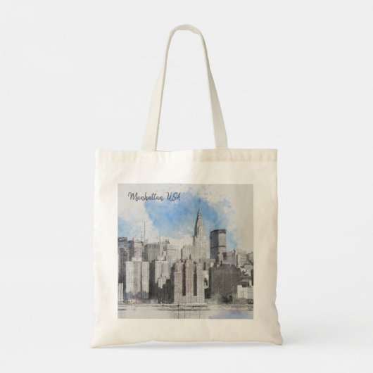New York City Manhattan Skyline Tote Bag (Achterkant)