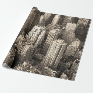 New York City Manhattan skyline uitzicht zwart  Cadeaupapier