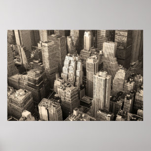 New York City Manhattan skyline uitzicht zwart Poster