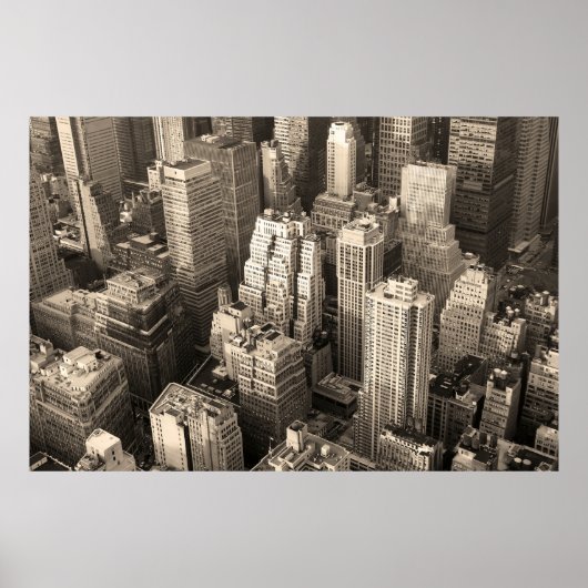 New York City Manhattan skyline uitzicht zwart Poster (Voorkant)