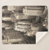 New York City Manhattan skyline uitzicht zwart Sherpa Deken (Voorkant (horizontaal))