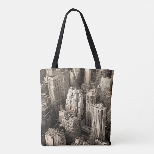 New York City Manhattan skyline uitzicht zwart Tote Bag (Achterkant)