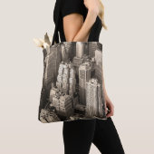 New York City Manhattan skyline uitzicht zwart Tote Bag (Dichtbij)