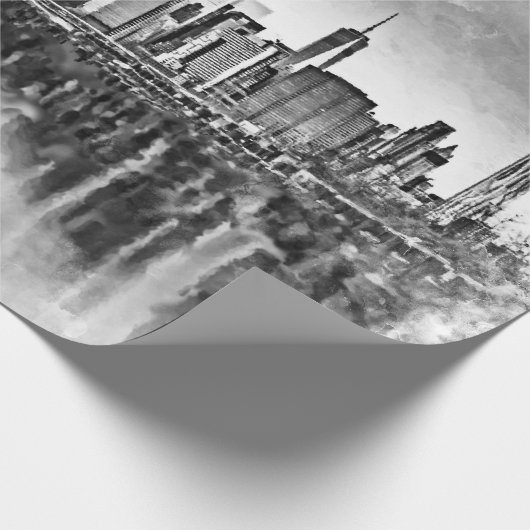 New York City Manhattan Skyline - zwart-wit Cadeaupapier (Hoek)