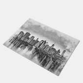 New York City Manhattan Skyline - zwart-wit Deurmat (Schuin)