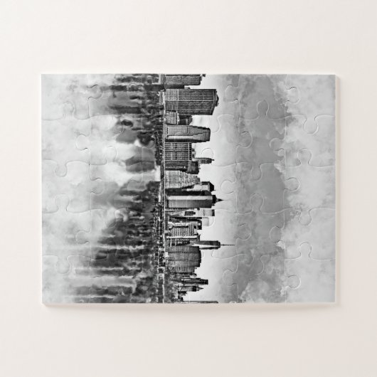 New York City Manhattan Skyline - zwart-wit Legpuzzel (Horizontaal)