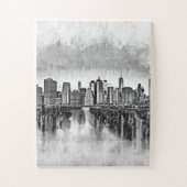 New York City Manhattan Skyline - zwart-wit Legpuzzel (Verticaal)