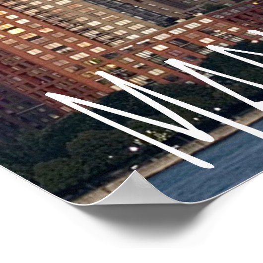 New York City Manhattan Skylne in Night Briefkaart Poster (Hoek)