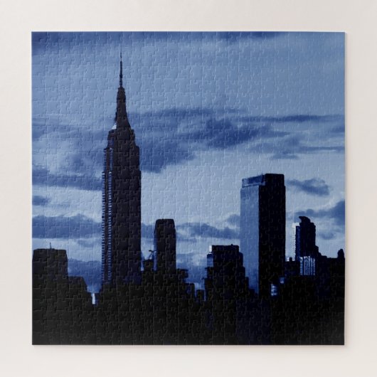 New York City Manhattan Skyscrappers Blue Night Legpuzzel (Verticaal)