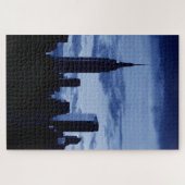 New York City Manhattan Skyscrappers Blue Night Legpuzzel (Horizontaal)