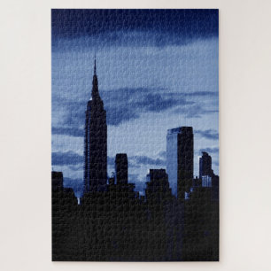 New York City Manhattan Skyscrappers Blue Night Legpuzzel