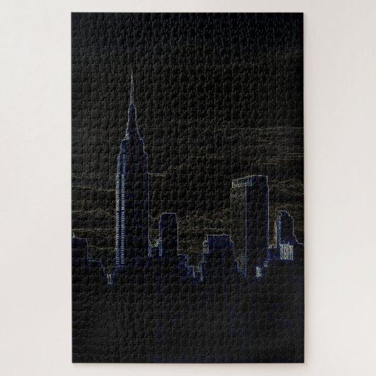 New York City Manhattan Skyscrappers Donkere nacht Legpuzzel (Verticaal)