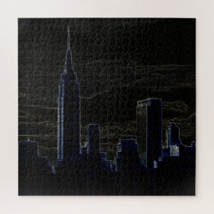 New York City Manhattan Skyscrappers Donkere nacht Legpuzzel