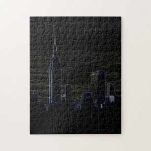 New York City Manhattan Skyscrappers Donkere nacht Legpuzzel