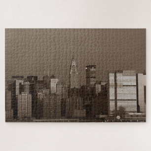 New York City Manhattan Skyscrappers Sepia Legpuzzel
