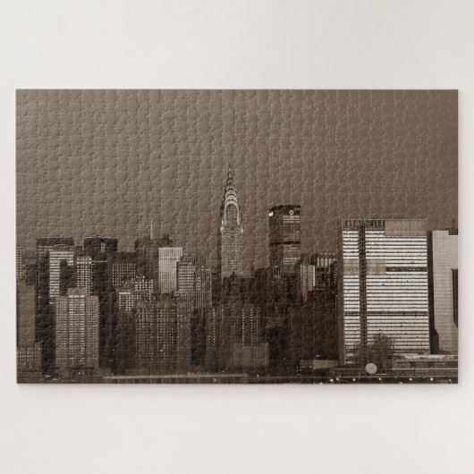 New York City Manhattan Skyscrappers Sepia Legpuzzel (Horizontaal)