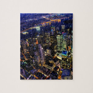New York City, Manhattan, VS-landschap 's nachts Legpuzzel