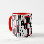 New York City Manhattan Zwart, Rood, Wit Deco Mok (Voorkant links)