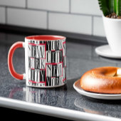 New York City Manhattan Zwart, Rood, Wit Deco Mok