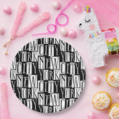 New York City Manhattan Zwart-wit Deco Chic Papieren Bordje (Feest)