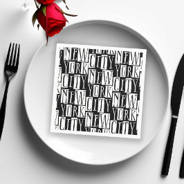 New York City Manhattan Zwart-wit Deco Chic Servet