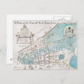 New York City Map, 1728 Briefkaart (Voorkant / Achterkant)