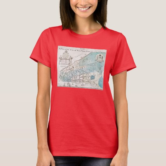New York City Map, 1728 T-shirt (Voorkant)