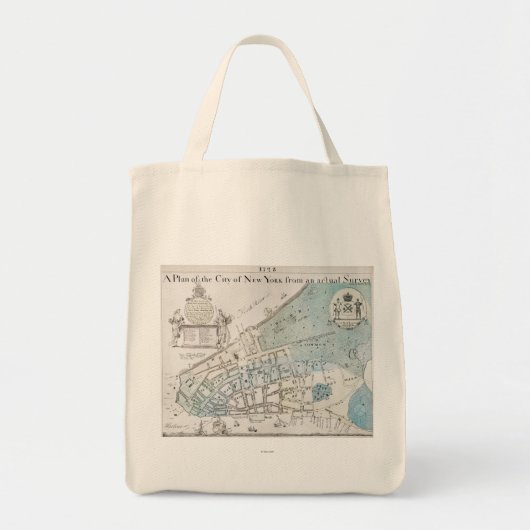 New York City Map, 1728 Tote Bag (Voorkant)