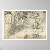 New York City Map 1776 Poster (Voorkant)