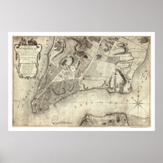 New York City Map 1776 Poster (Voorkant)