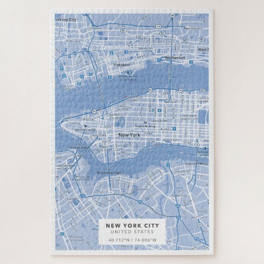 New York City Map (blauw) Legpuzzel (Verticaal)