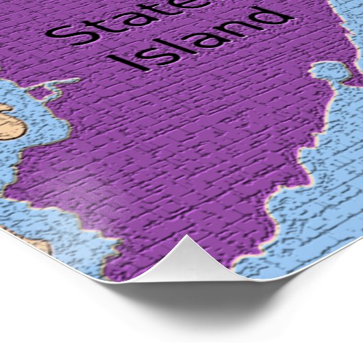 New York City Map Boroughs Labels Glossy Poster (Hoek)