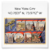 New York City Map Coordinates  Style Foto Afdruk (Voorkant)