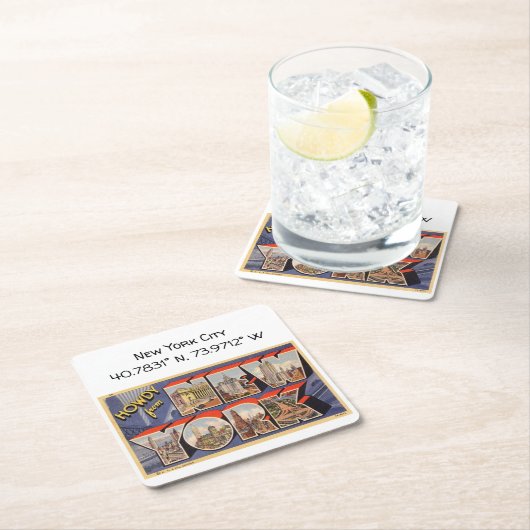 New York City Map Coordinates Style Kartonnen Onderzetters (Insitu)